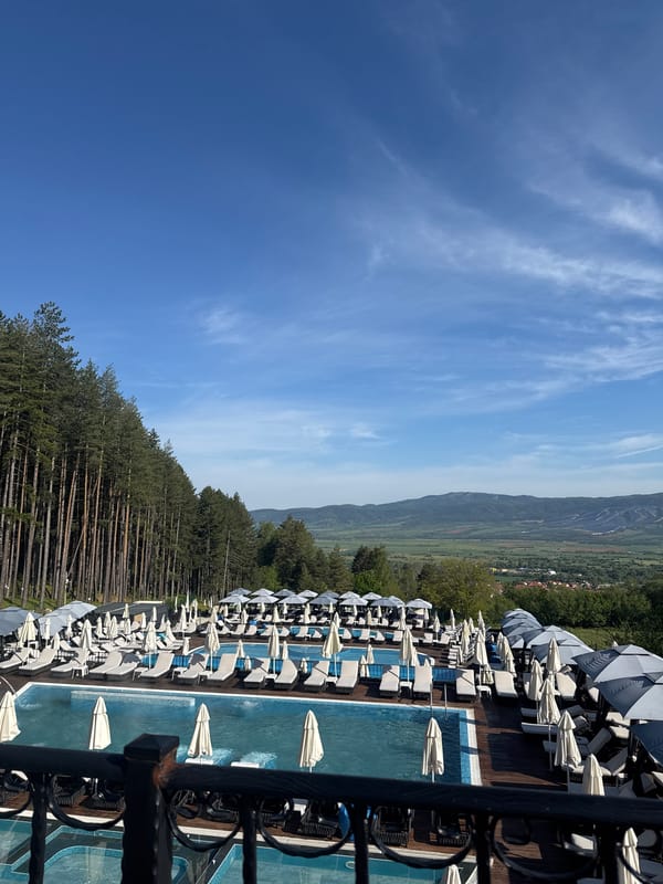 Outdoor pool complex photographed in Sapareva Banya, Bulgaria