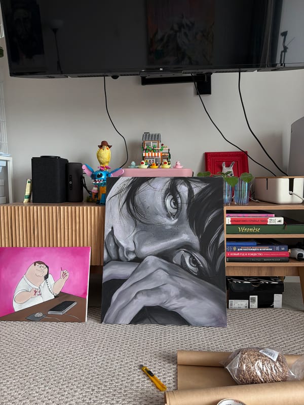 Artwork on display in a Krasnoyarsk apartment