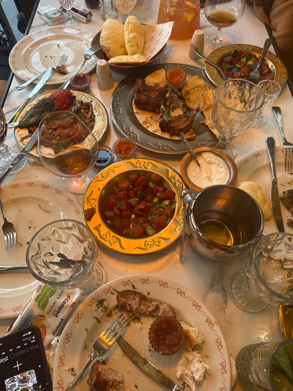 Post-meal table scene at Yerevan restaurant