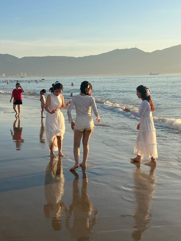 My Khe Beach buzzing at golden hour, Da Nang