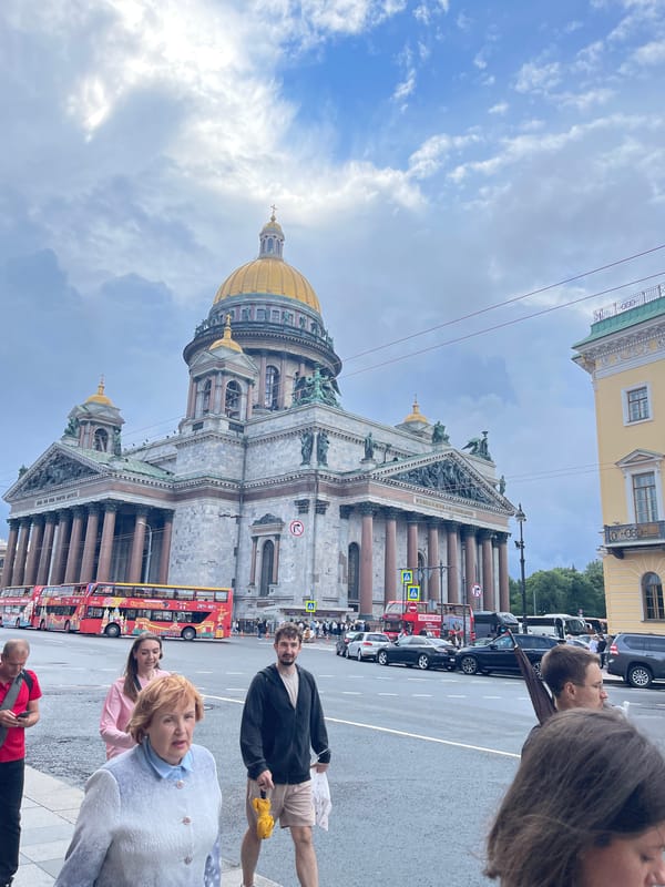 St. Isaac's Cathedral area on a grey Saint Petersburg afternoon