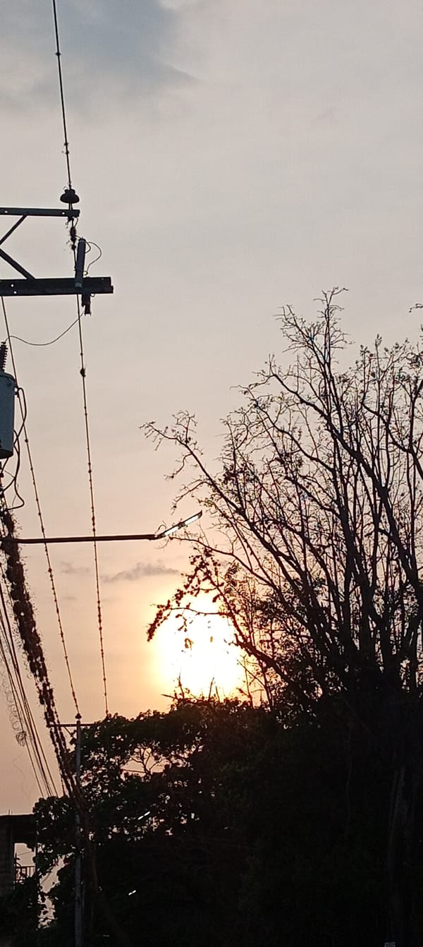 Sunset captured through power lines in Tinaquillo, Venezuela