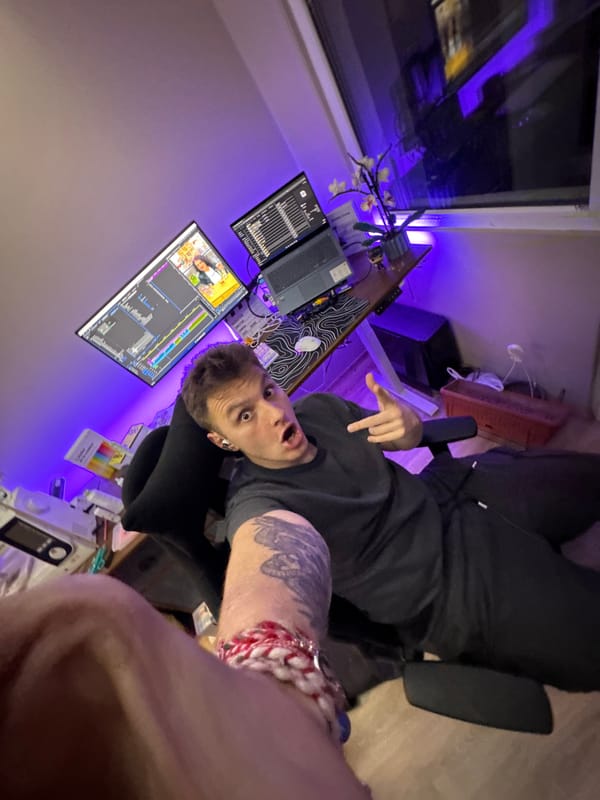 Man takes selfie in home workspace in Plovdiv
