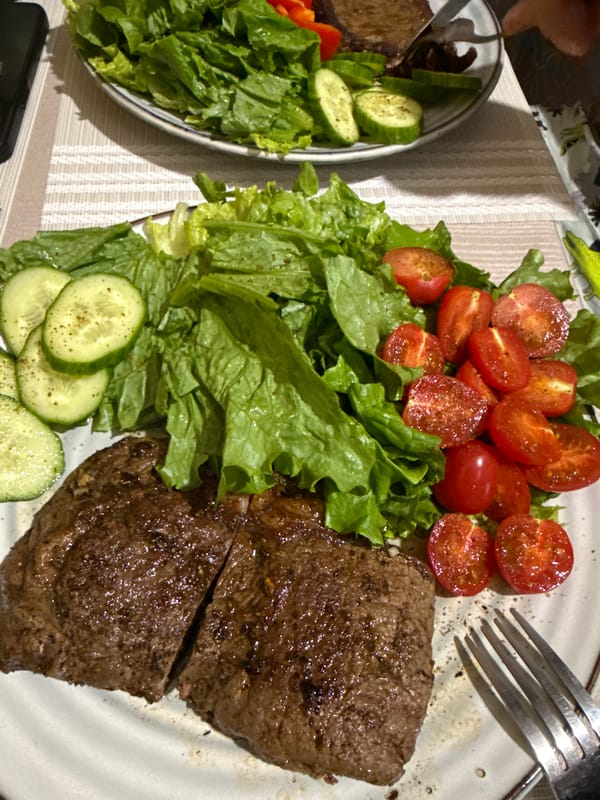 Steak dinner documented in Borzya, Russia