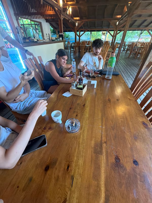 Relaxed afternoon at a rustic outdoor restaurant in Tsarevo