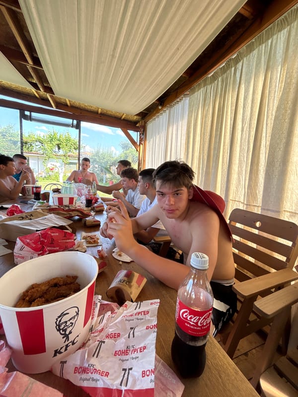 Backyard hangout in Sofia: fast food, basketball, and good company