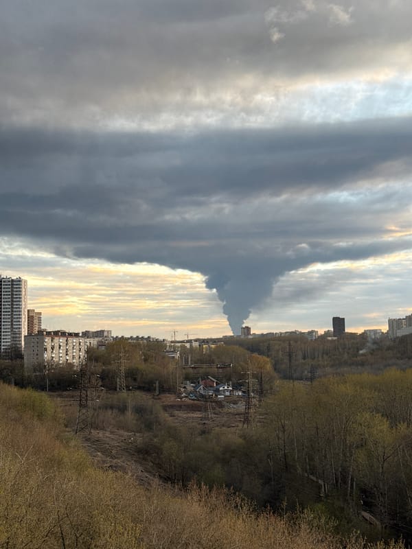 Dark smoke plume observed over Perm, Russia