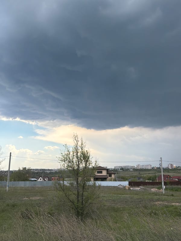 Dramatic storm clouds create stark weather contrast over Kamyshin
