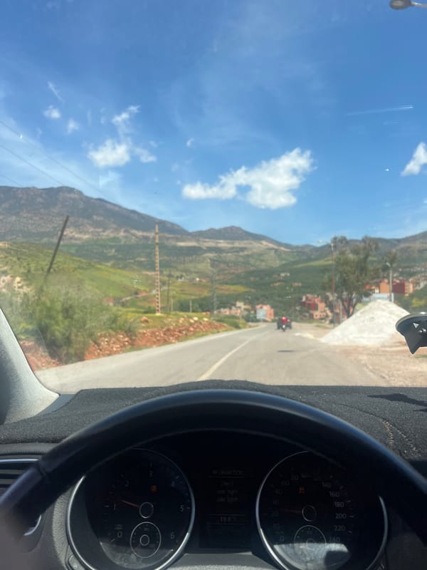 Vehicle journey documented through Ouaouizert Morocco mountains April 2026