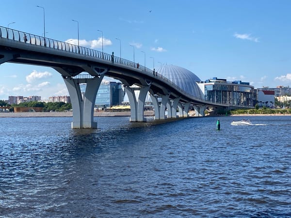 Sunny afternoon on Saint Petersburg's modern waterfront