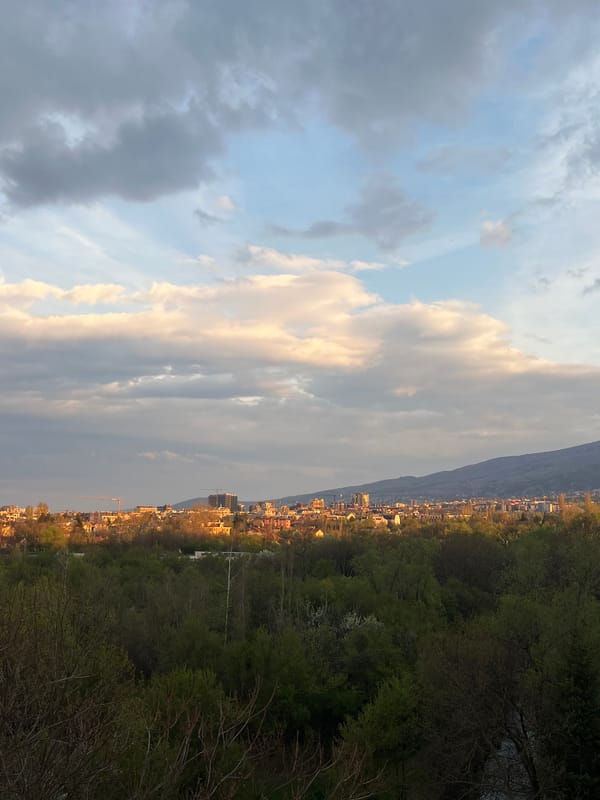 Sofia cityscape captured under cloudy afternoon skies