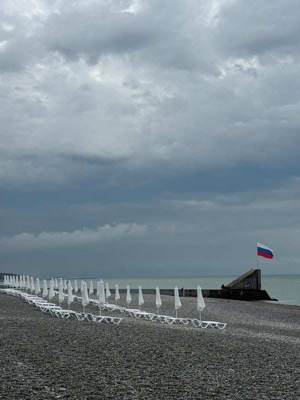 Quiet morning scenes captured at Sochi beach and boardwalk