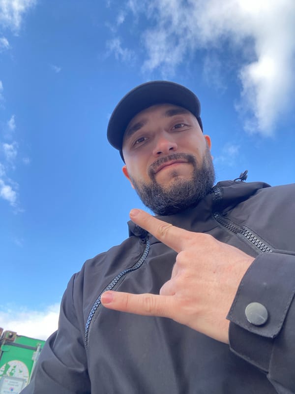 Man documents outdoor walk with selfies in rural Russia