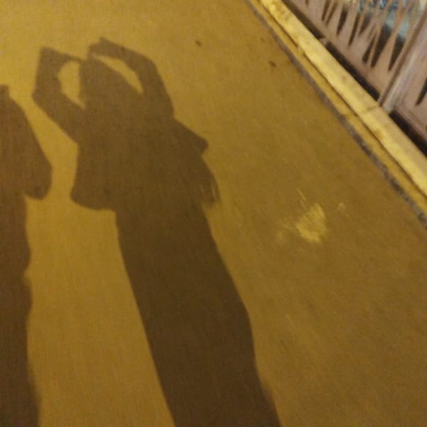 Heart-shaped hand shadows captured on Yekaterinburg walkway