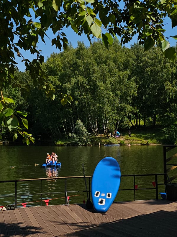 Sunny summer morning at a Moscow park