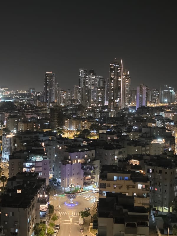 Nighttime cityscape captured in Bat Yam, Israel