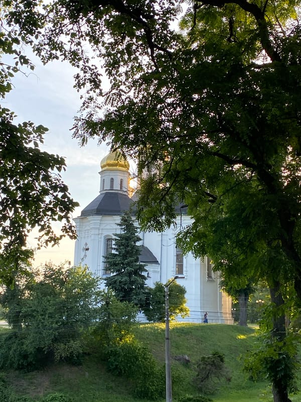 Golden hour to dusk at Chernihiv's hilltop churches and cannon embankment
