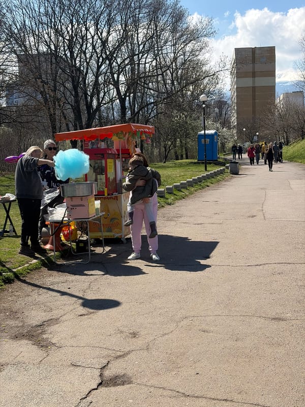 Spring day scenes captured in Sofia park near church