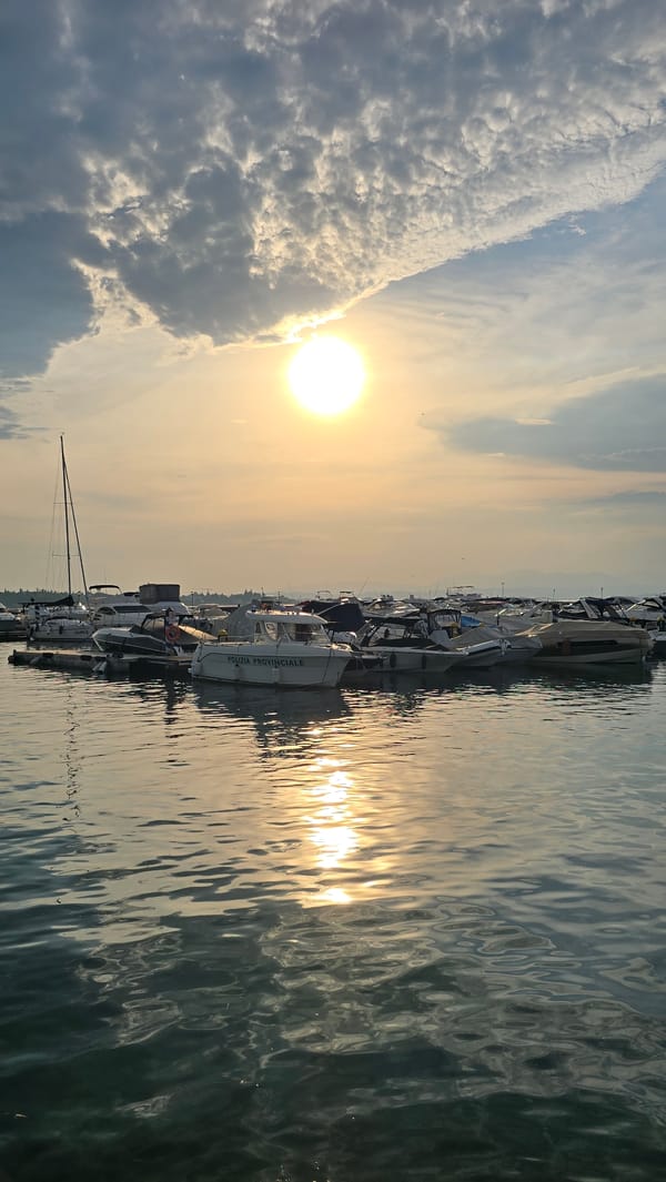 Golden hour at Peschiera del Garda's lakefront and streets