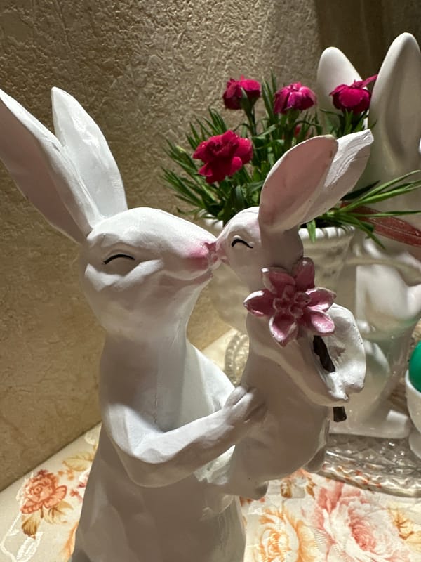 Porcelain rabbit figurine photographed by unknown witness