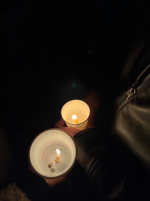 Individual lights candles, objects on Gotse Delchev street