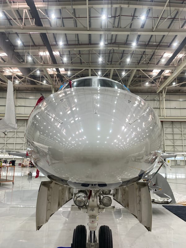 Silver aircraft spotted in Dubai hangar facility