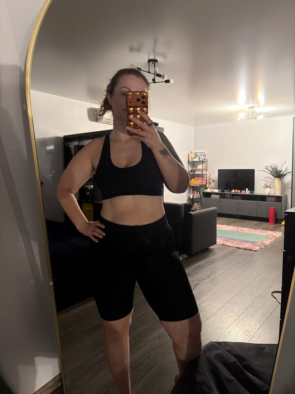 Woman takes workout selfies at home in Moscow