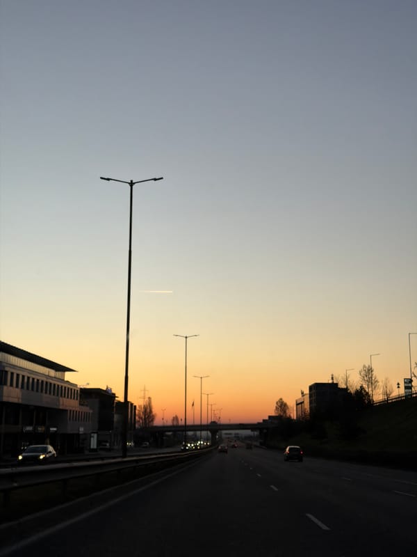 Driver captures sunset photos on Sofia highway