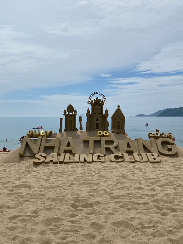 Nha Trang beachfront park and shoreline on a quiet morning