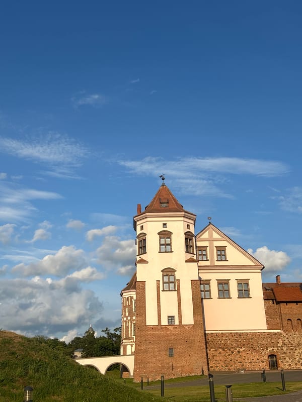 Mir Castle Complex explored from every angle, summer afternoon
