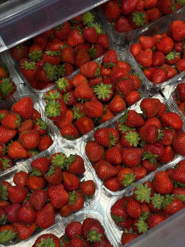 Summer fruit display at a Perm supermarket