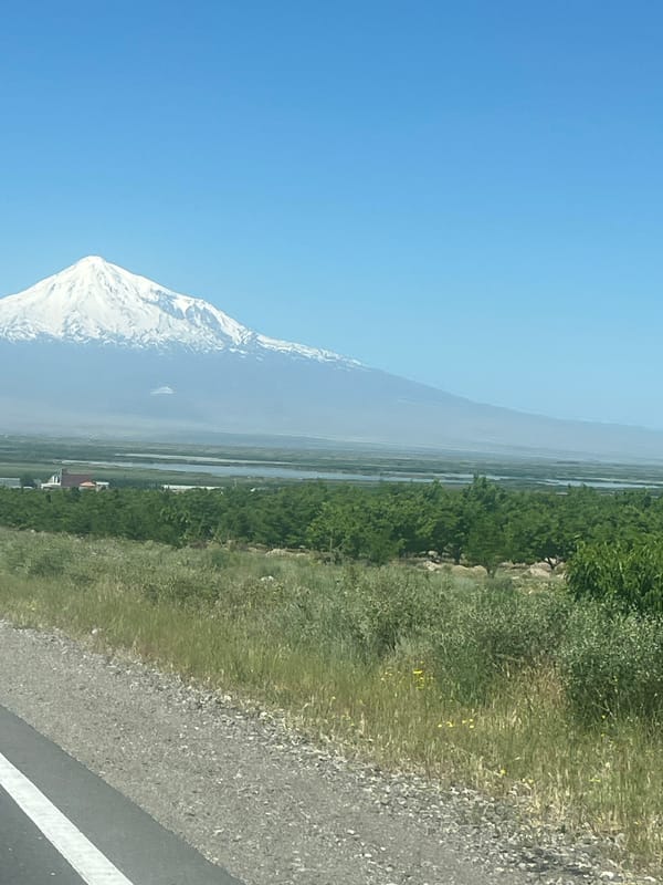 Morning drive through Yeraskh Armenia captures Mount Ararat views