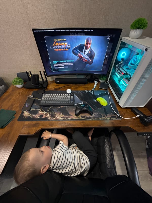 Family gaming time captured in Russian home