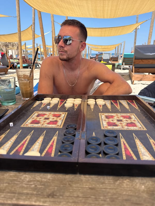 Backgammon on the beach in Tsarevo, Black Sea coast