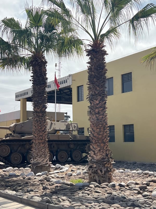 Military vehicles on public display in Arica, Chile