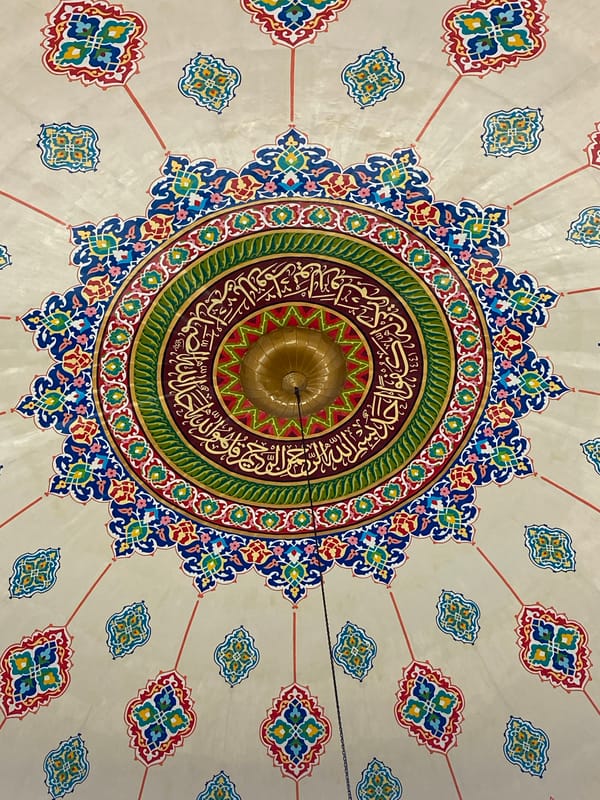 Morning documentation of ornate mosque interiors in Lhokseumawe, Indonesia