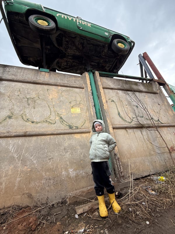 Sputnik car art installation draws visitors in Perm, Russia