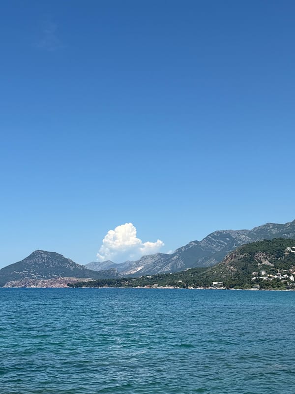 Rocky Adriatic coastline in Bar on a clear summer morning