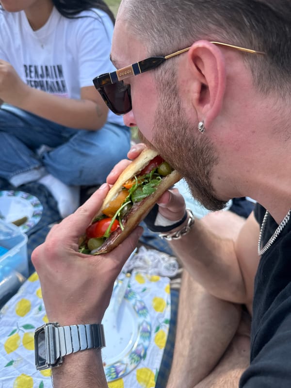 London park picnic captured during midday meal break