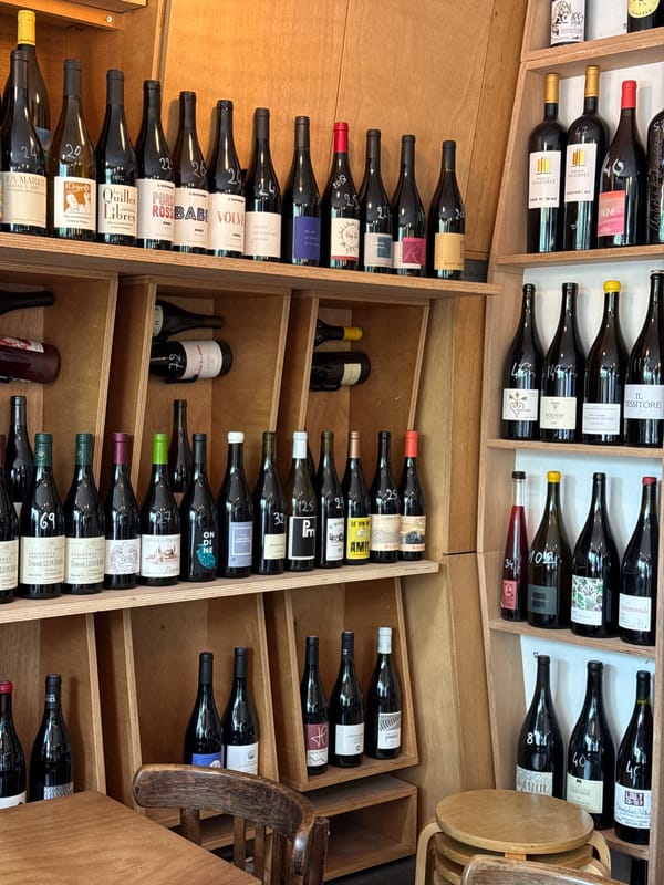 Paris scenes: wine display and cherry picker spotted