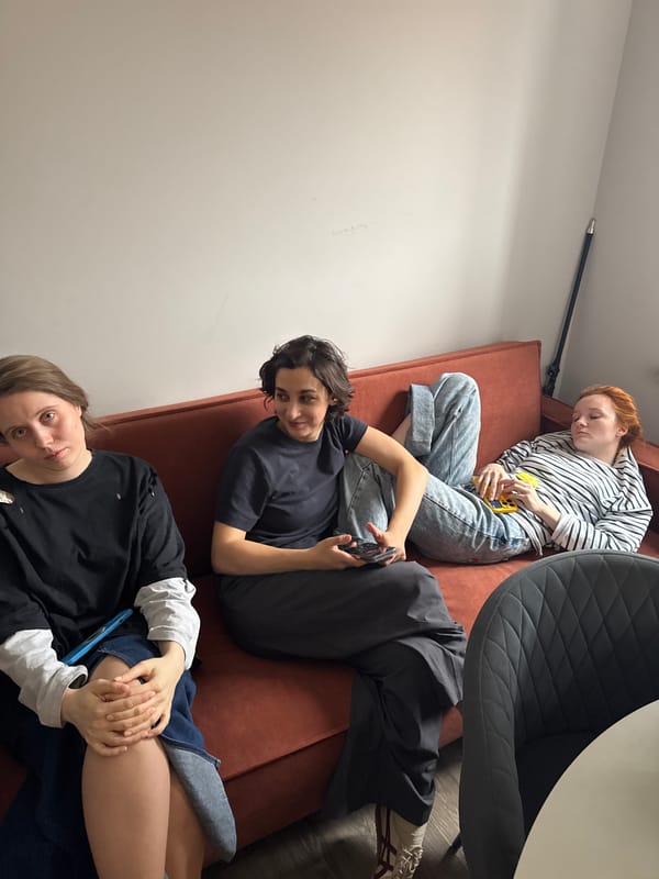 Multiple indoor scenes show people resting in various positions