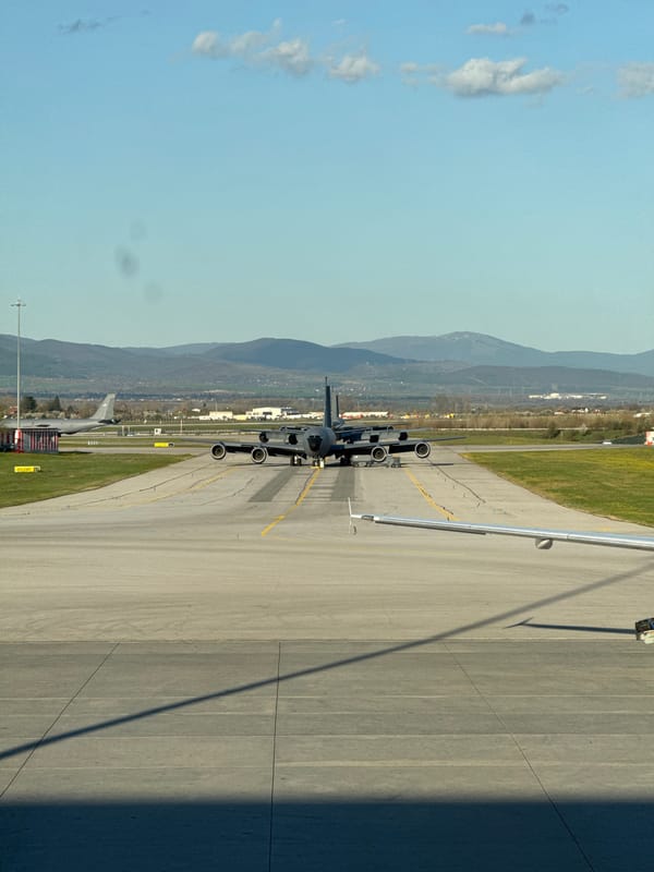 Military aircraft and security checkpoint activity observed at Sofia airport
