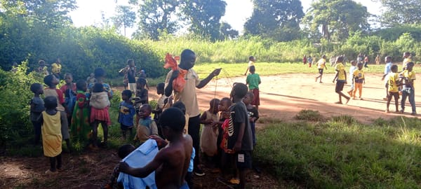 Children Play Games in Congo Villages During Afternoon