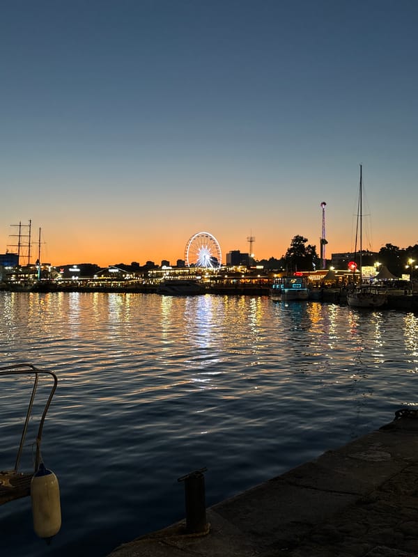 Sunset to nightfall along Varna's Sea Garden waterfront