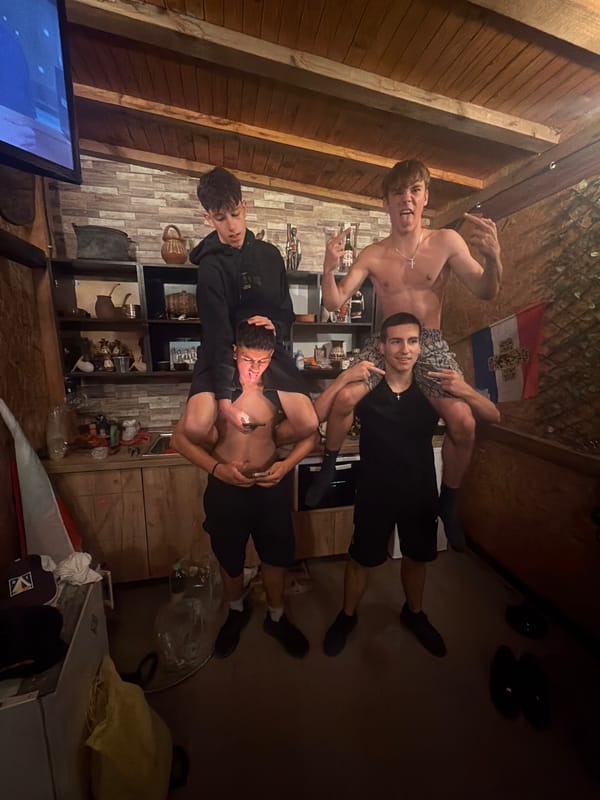 Young men gather for casual indoor party in Bulgaria