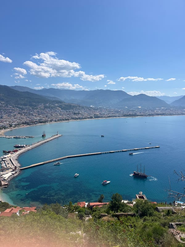 Morning views captured of historic Alanya coastline and castle