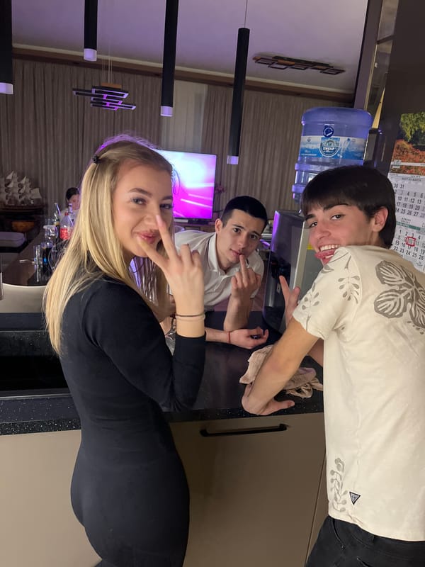 Late night gathering captured in Ahtopol kitchen area