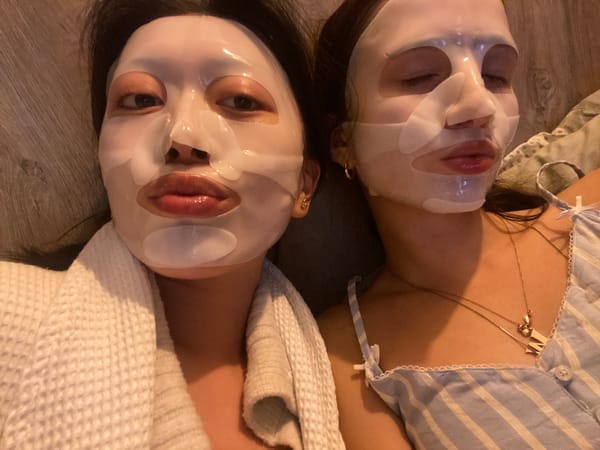 London friends share evening skincare routine with face masks