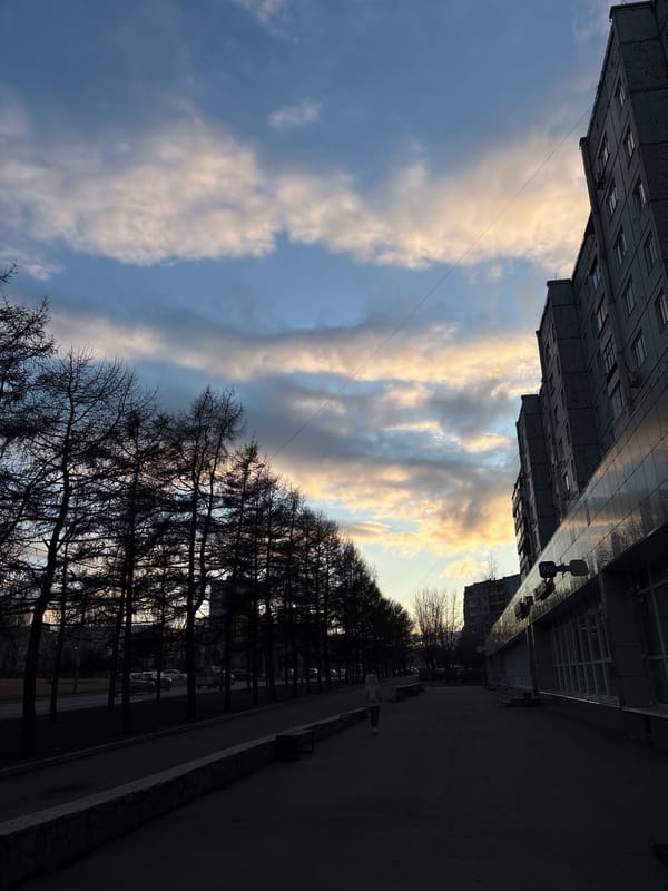 Afternoon scenes captured in Krasnoyarsk showing buildings and portrait