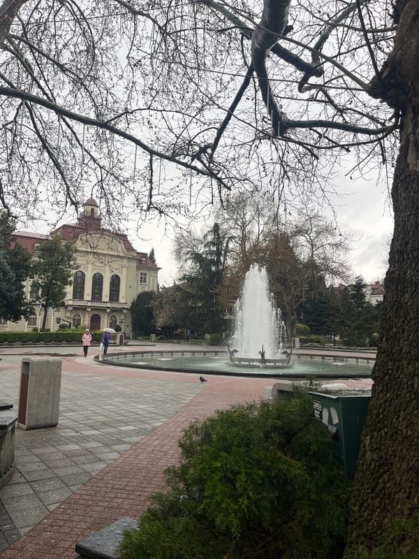 Morning scenes captured at Plovdiv square and historic church